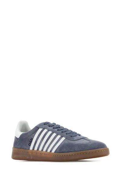 Dsquared2 Dsquared Powder Blue Suede Boxer Sneakers In Navywhite