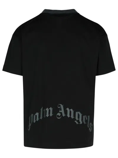 Palm Angels Palms Curved Black Cotton Blend T-shirt In Black