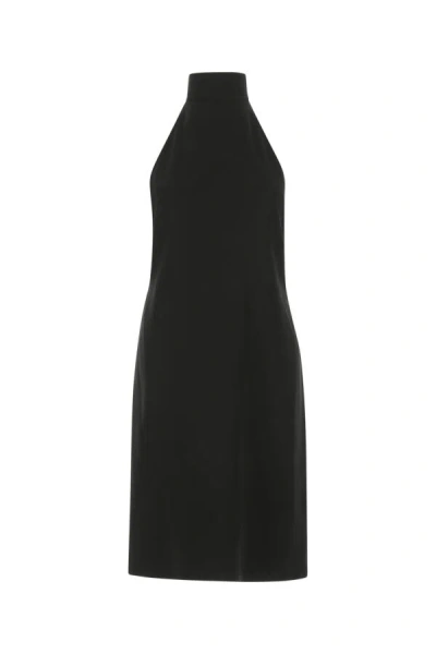 Burberry Funnel-neck Silk Bib Dress In Black