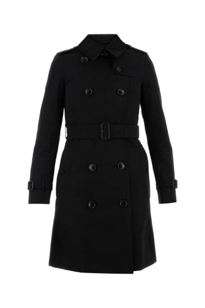 Burberry Double-breasted Trench Coat With Tailored Silhouette In Black