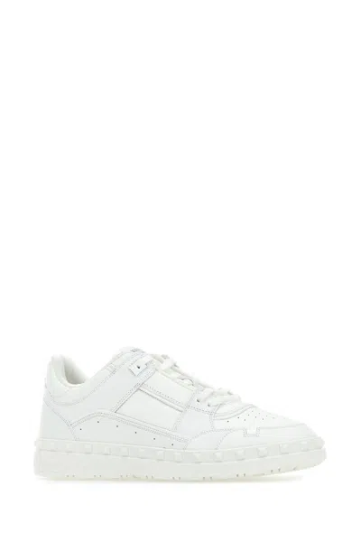 Valentino Leather Freedots Sneakers Studded Detailing In Whitewhitewhite