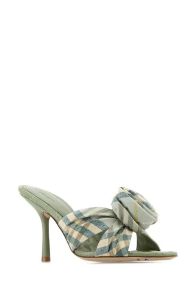 Burberry Fabric Embroidered Mews Mules With Knotted Detail In Multicolor