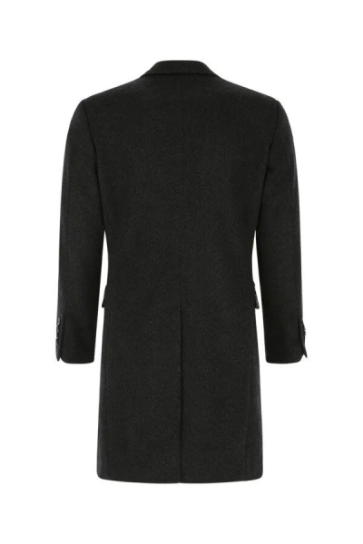 Dolce & Gabbana Slate Wool Blend Coat In Black