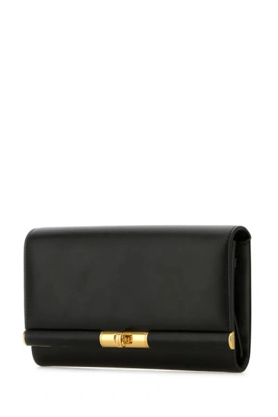Dolce & Gabbana Black Leather Marlene Clutch In Black