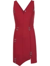 Mugler Piercing Detail Asymmetric Dress In Cherry