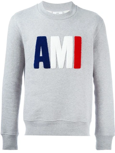 Ami Alexandre Mattiussi Ami Embossed Brand Logo Sweatshirt In Grigio