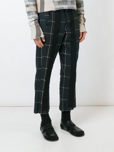 Shop Damir Doma Checked Cropped Trousers In Black