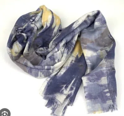 Kinross Ikat Print Scarf In Indigo In Multi