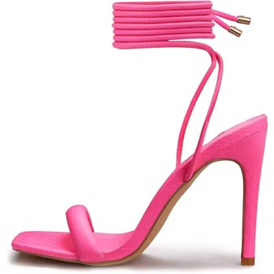 Genshuo Women's Strappy Lace Up Stilettos High Heel Sandals In Hot Pink In Pink