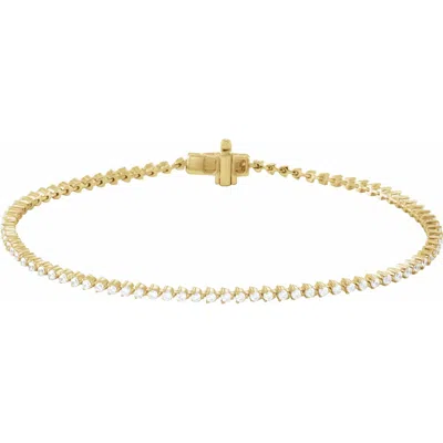 Diamond2deal 14k Yellow Gold 1 1/2 Ctw Lab-grown Diamond Line Bracelet 7.25" In Yellow