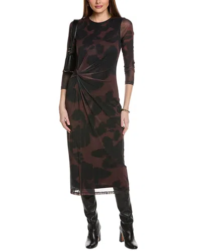 Kenneth Cole Side Knot Long Sleeve Maxi Dress In Black