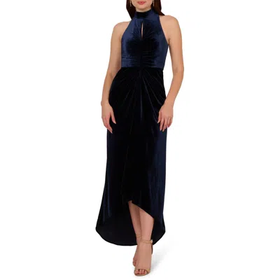 ADRIANNA PAPELL WOMENS VELVET HI-LOW COCKTAIL AND PARTY DRESS 