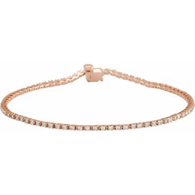 Diamond2deal 14k Rose Gold 1 Ctw Lab-grown Diamond Line Bracelet 7.25" In Pink
