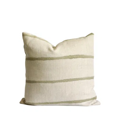 Mickler & Co. Striped Pillow In Beige/avocado Green