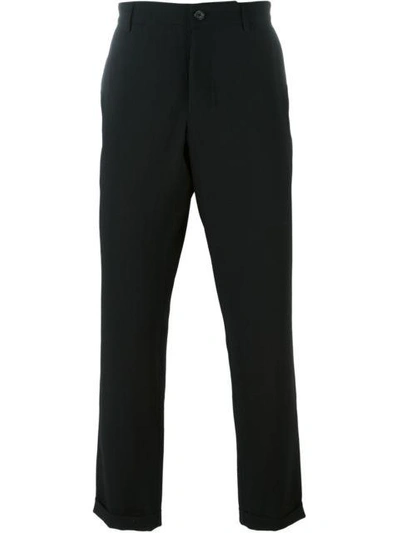 Shop Ann Demeulemeester Grise Cropped Trousers - Black