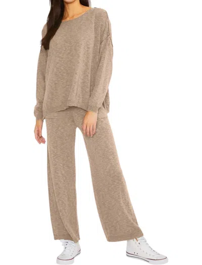 Wasabi + Mint Sweater Top And Pants In Mocha In Brown