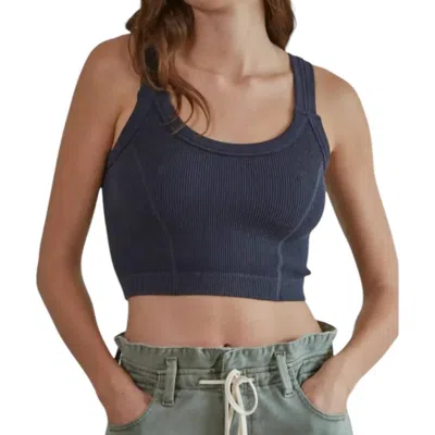 By Together Seamless Crop Tank In Navy In Blue