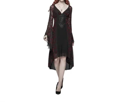 Punk Rave Gothic Goddess Classical Mid-length Dress In Black/red In Multi