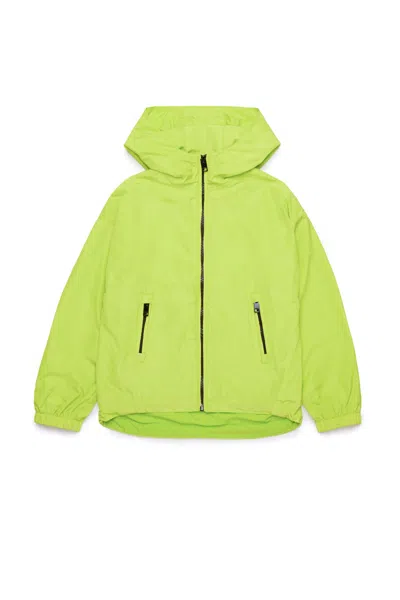Diesel Windbreaker Jacket With Maxi Oval D Logo In Green