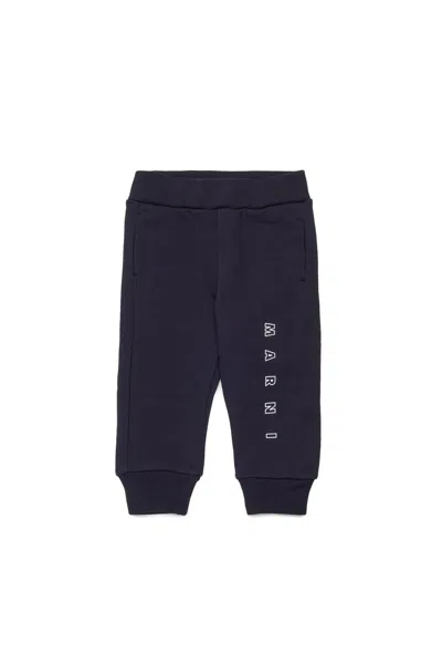 Marni Blue Trousers For Babykids With Logo In Blue