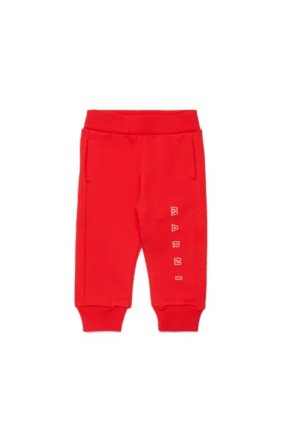 Marni Outline Branded Jogger Pants In Red