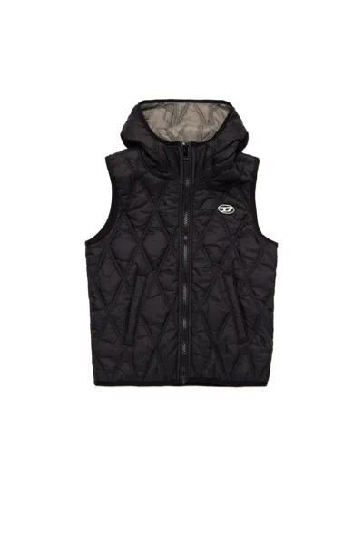 Diesel Lightweight Diamond-pattern Quilted Vest In Black