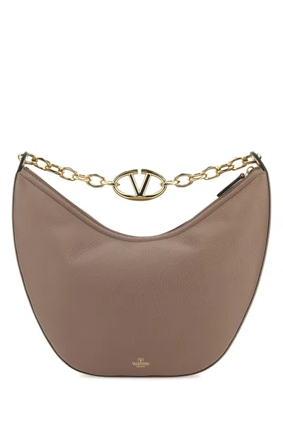 Valentino Antiqued Pink Leather Medium Hobo Vlogo Moon Shoulder Bag