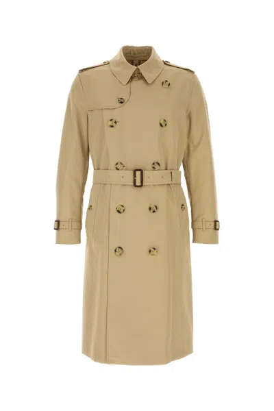 Shop Burberry Beige Cotton Heritage Kensington Trench Coat