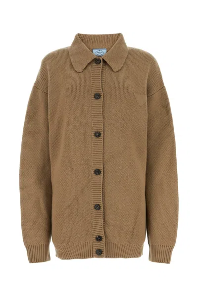 Prada Cardigan In Cashmere Biscotto  Donna