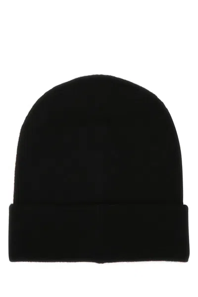 Alexander Mcqueen Black Wool And Cashmere Hat With Logo