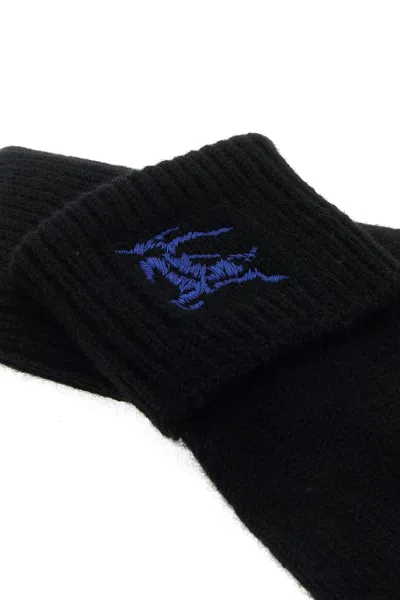 Burberry Black Cashmere Blend Gloves In Black