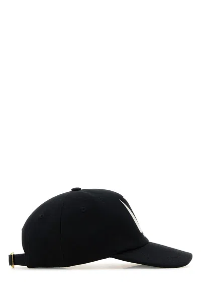 Valentino Garavani Black Hat With Logo On The Front In Cotton Man