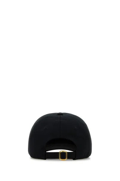Valentino Garavani Black Hat With Logo On The Front In Cotton Man