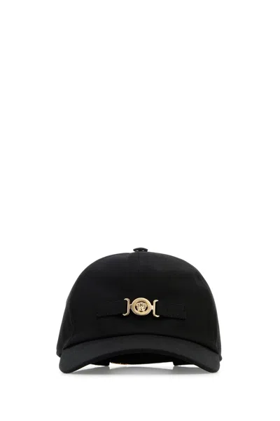 Versace Men Black Cotton Baseball Cap