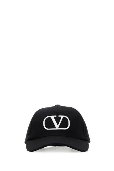 VALENTINO GARAVANI BLACK COTTON BASEBALL CAP 