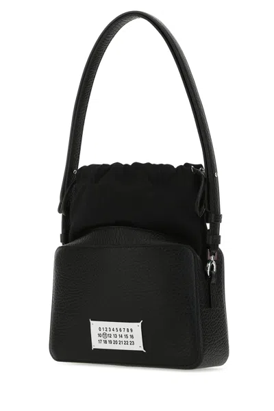 Maison Margiela Woman Black Leather And Fabric 5ac Bucket Bag