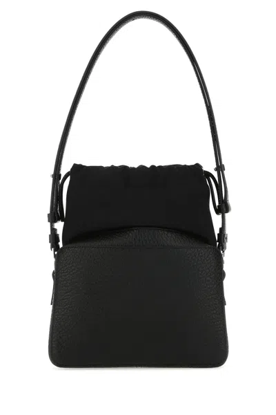 Maison Margiela Woman Black Leather And Fabric 5ac Bucket Bag