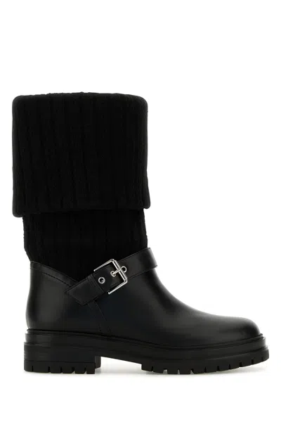 Gianvito Rossi Stivali Thurso Nero In Pelle E Tessuto Donna