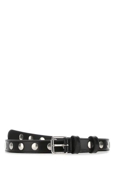 Gucci Adjustable Leather Belt With Silver Buckle