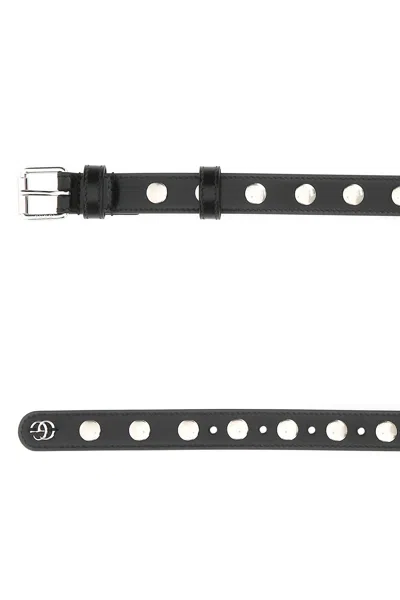 Gucci Adjustable Leather Belt With Silver Buckle