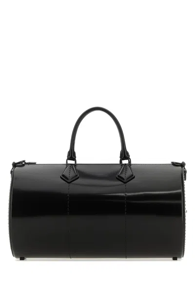 Max Mara Borsa A Mano Brushedrolll In Pelle Nera Donna