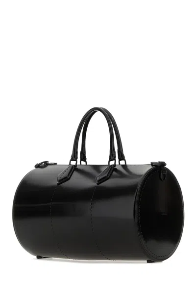 Max Mara Borsa A Mano Brushedrolll In Pelle Nera Donna