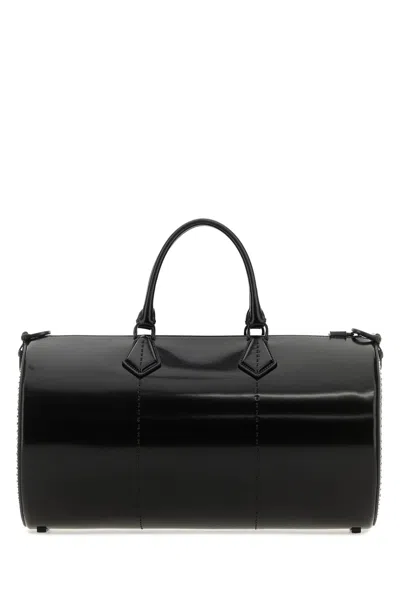Max Mara Borsa A Mano Brushedrolll In Pelle Nera Donna