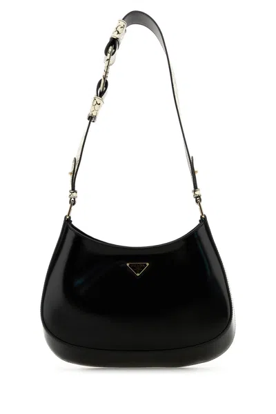 Prada Cleo Leather Shoulder Bag In Black