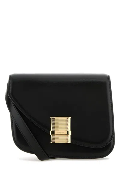 Ferragamo Black Leather Small Fiamma Crossbody Bag