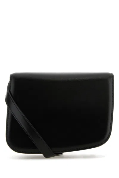 Ferragamo Black Leather Small Fiamma Crossbody Bag