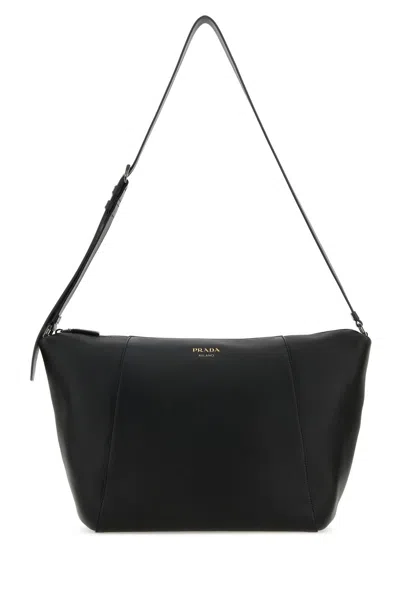 Prada Borsa A Tracolla In Pelle Nera Uomo