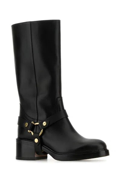 Chloé Black Leather Dakota Boots