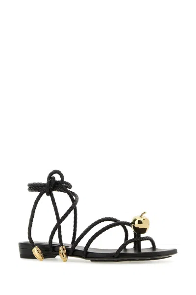Bottega Veneta Sandali Flat Adam In Pelle Nera Donna