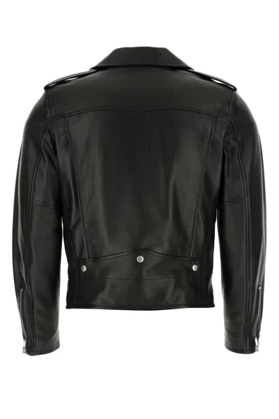 Saint Laurent Black Biker Jacket With Zipped Pockets In Smooth Leather Man